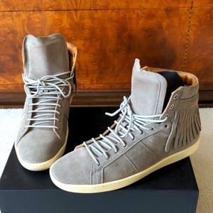 Men's Saint Laurent 18H high top suede fringe otterproof gray